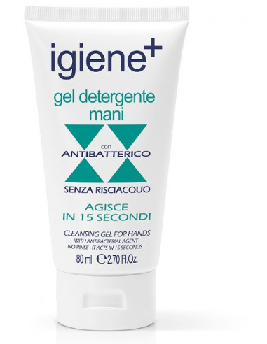 Igiene+ gel detergente mani antibatterico senza risciacquo 80ml