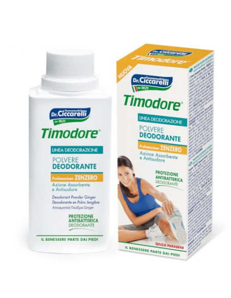 Timodore polvere deodorante allo zenzero ad azione assorbente e antisudore 75gr