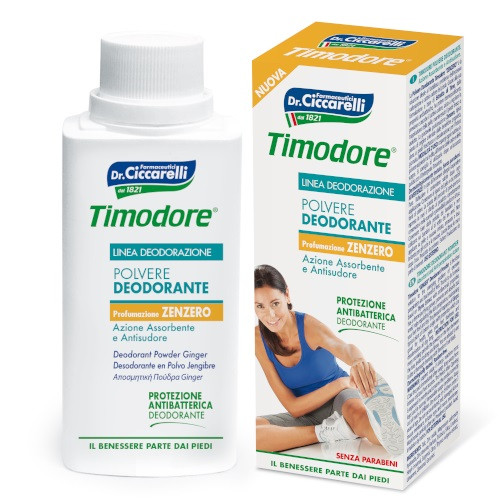 Timodore polvere deodorante allo zenzero ad azione assorbente e antisudore 75gr