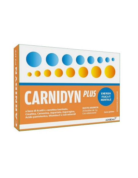 Carnidyn plus per stanchezza fisica e mentale gusto arancia 20 bustine