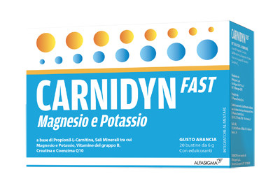 Image of Carnidyn fast magnesio e potassio per caldo e affaticamento gusto arancia 20 bustine cod085