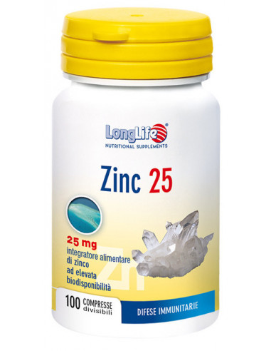 Longlife zinc 25mg 100cpr