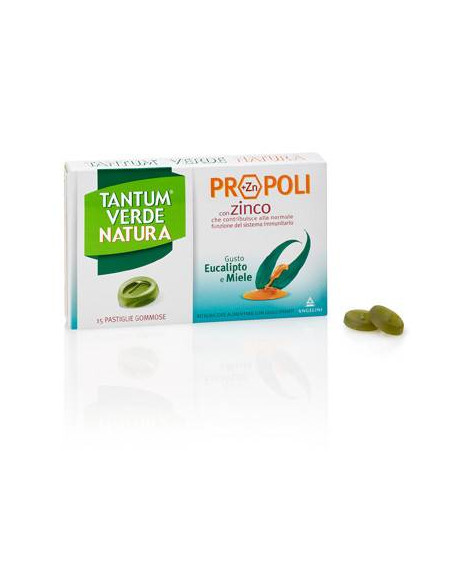 Tantum verde natura 15 pastiglie gommose propoli zinco eucalipto e miele