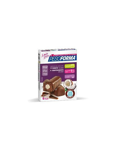 Pesoforma barrette al cioccolato cuore cocco 12 pezzi