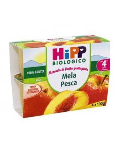 Hipp bio frutta grattuggiata mela e pesca 4vasettix100g