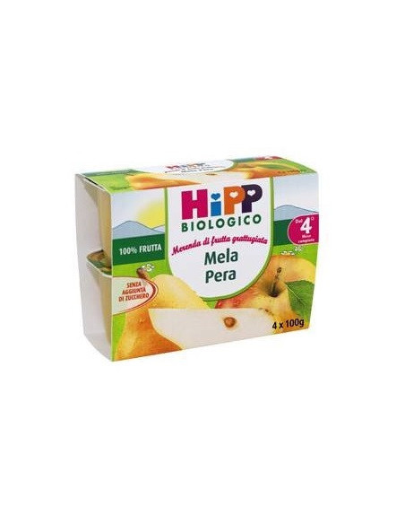 Hipp bio frutta grattuggiata mela pera 4vasettix100g