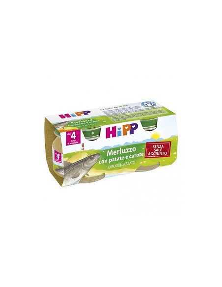 Hipp bio omogeneizzato merluzzo carote patate 2vasettix80g