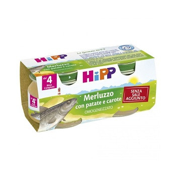 Hipp bio omogeneizzato merluzzo carote patate 2vasettix80g