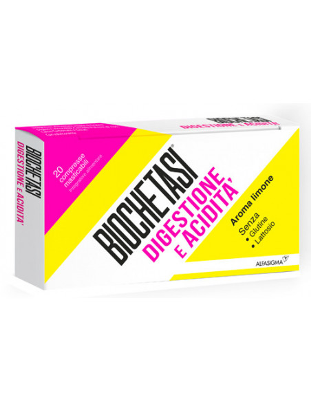Biochetasi digestione e acidità aroma limone 20 compresse masticabili