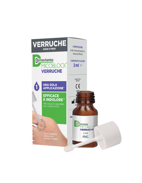 Dermovitamina micoblock per il trattamento di verruche di mani e piedi 2ml