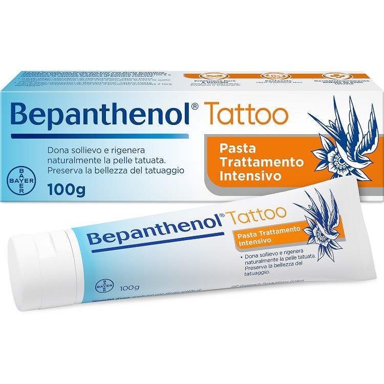 Image of Bepanthenol tattoo pasta trattamento intensivo per rigenerare la pelle tatuata 100g cod085