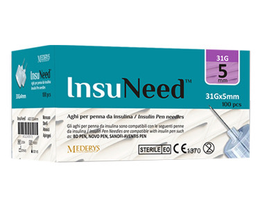 Insuneed g31 5mm ago penna per insulina 100 aghi