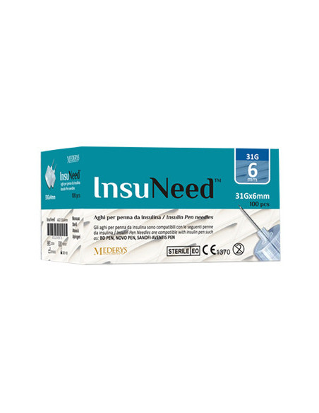 Insuneed g31 6mm ago penna per insulina 100 aghi
