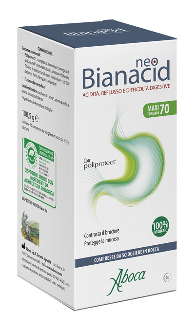 NeoBianacid contro acidità, reflusso e difficoltà digestive 70 compresse masticabili