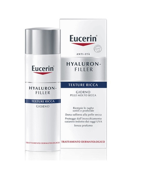 Eucerin Hyaluron-Filler crema viso giorno con texture ricca per pelle molto secca 50ml