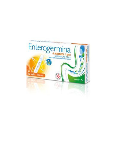 Enterogermina 4 miliardi/5 ml fermenti lattici per diarrea 10 flaconcini