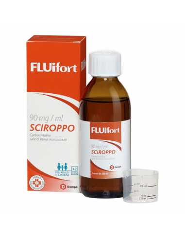 Fluifort sciroppo per tosse grassa mucolitico fluidificante 200ml 90mg/ml+mi