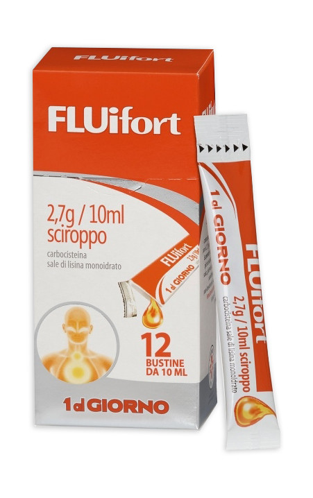 Image of Fluifort sciroppo per tosse grassa mucolitico fluidificante 12 bustine 2,7g/10ml cod085