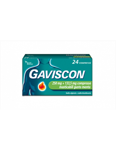 Gaviscon compresse per il bruciore di stomaco occasionale gusto menta 24 compresse masticabili