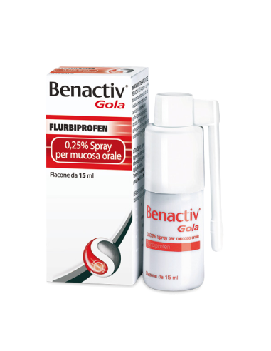 Benactiv gola spray orale 15ml 0,25%