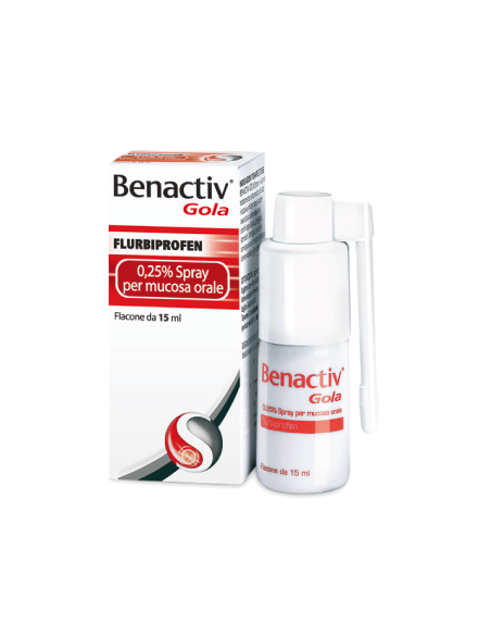 Benactiv gola spray orale 15ml 0,25%