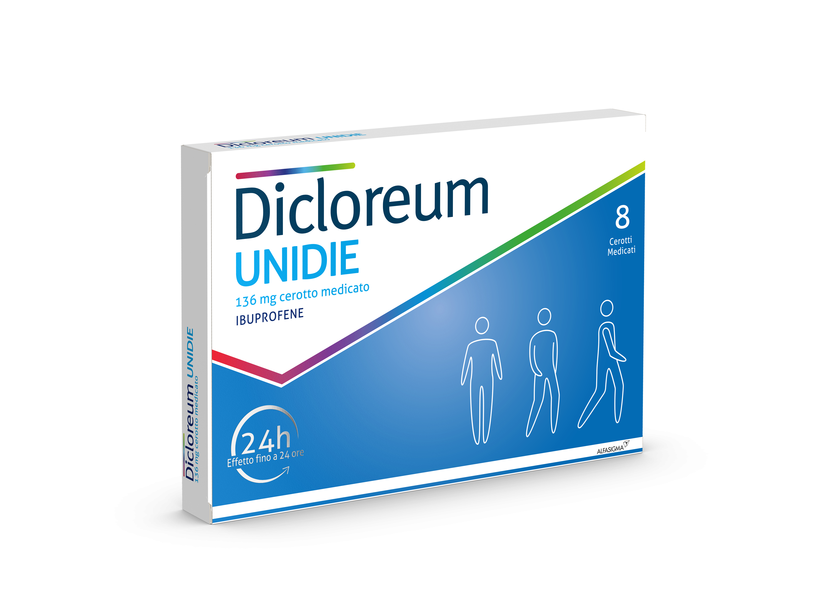 Image of Dicloreum unidie antinfiammatorio locale per mal di schiena e dolori articolari 8 cerotti medicati 24h 136 mg cod085
