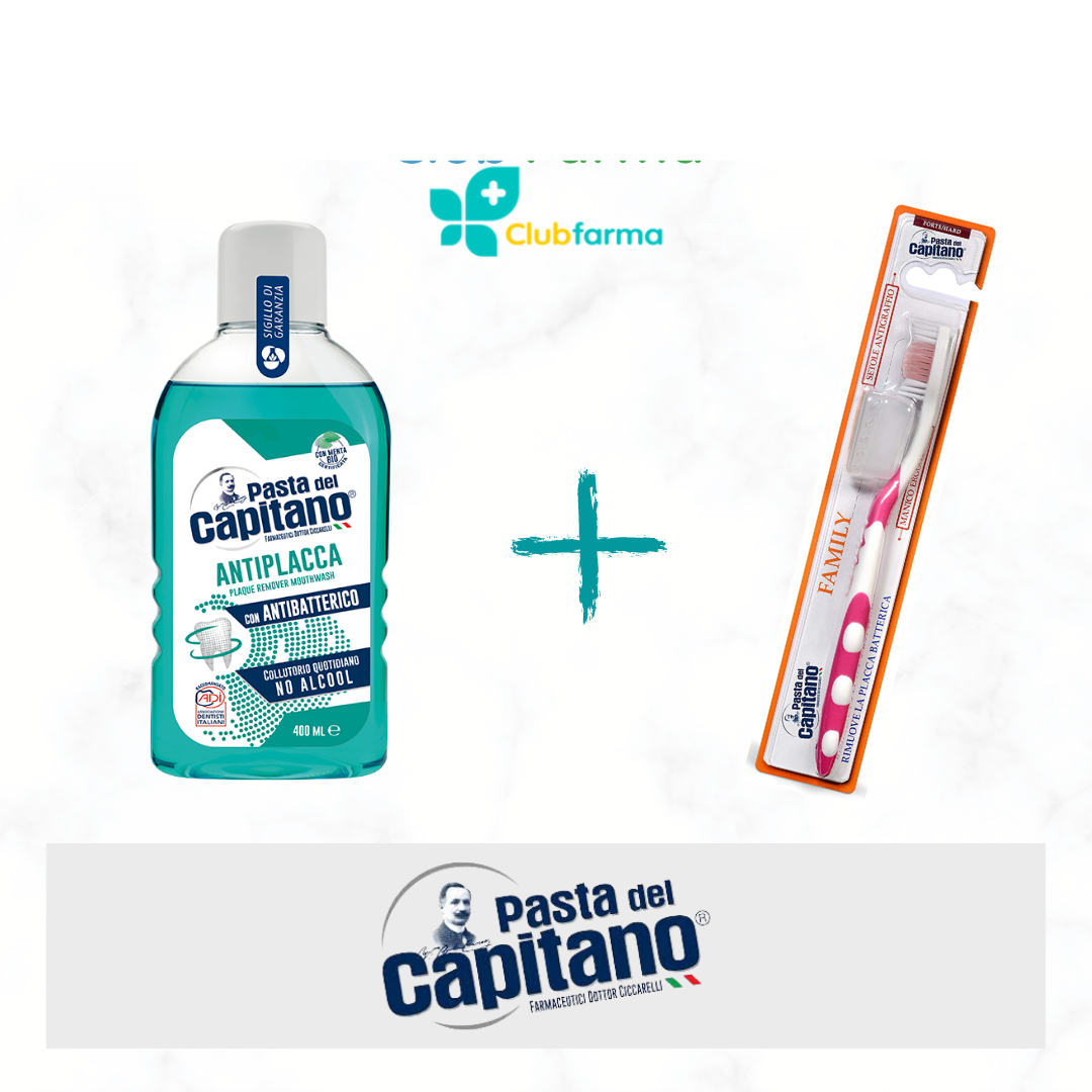 Image of Pasta del capitano collutorio 400 ml + spazzolino family cod085