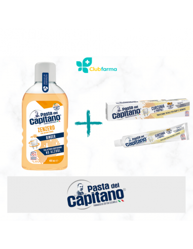Pasta del capitano collutorio zenzero 400ml + dentifricio curcuma & propoli