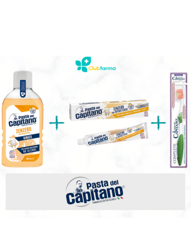 Pasta del capitano collutorio zenzero 400ml + dentifricio zenzero + spazzolino complete