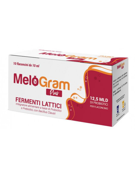 Melogram plus fermenti lattici 12,5 miliardi con bacillus clausii 10 flaconcini 10ml
