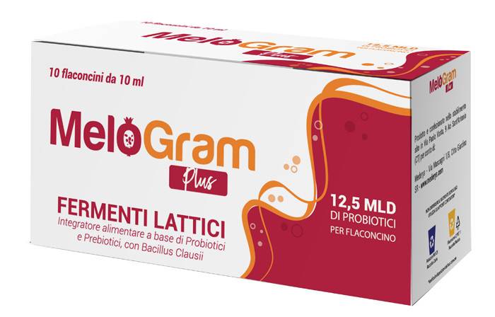 Melogram plus fermenti lattici 12,5 miliardi con bacillus clausii 10 flaconcini 10ml