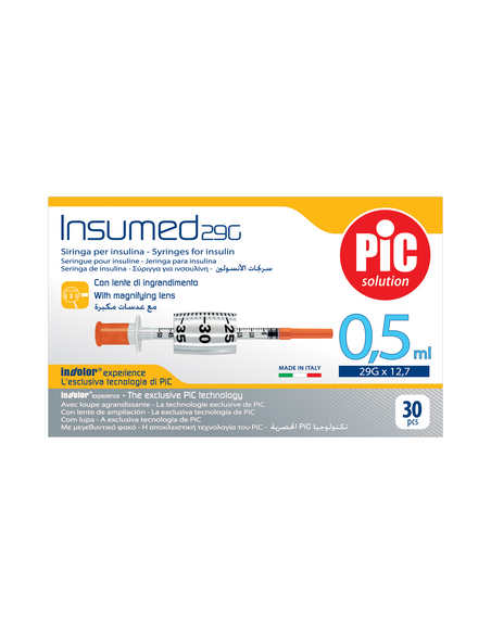 Pic insumed siringhe sterili 0,5ml gauge 29x12,7mm 30 pezzi