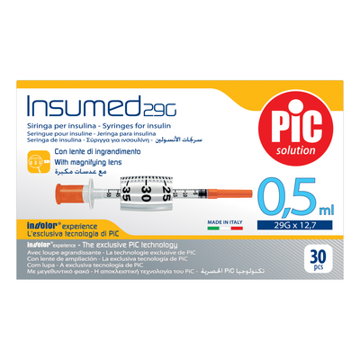 Pic insumed siringhe sterili 0,5ml gauge 29x12,7mm 30 pezzi