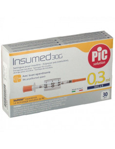 Pic insumed siringhe per insulina 0,3ml 30gaugex 8mm 30pezzi