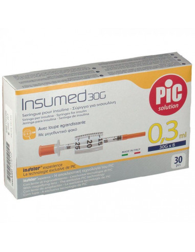Pic insumed siringhe per insulina 0,3ml 30gaugex 8mm 30pezzi