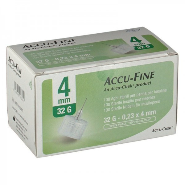 Roche accu-fine ago penna per insulina gauge32x4mm 100pezzi