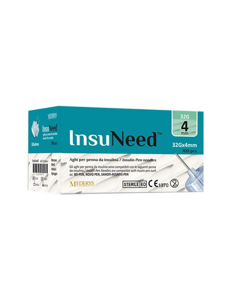 Insuneed g31 4mm ago penna per insulina 100 aghi