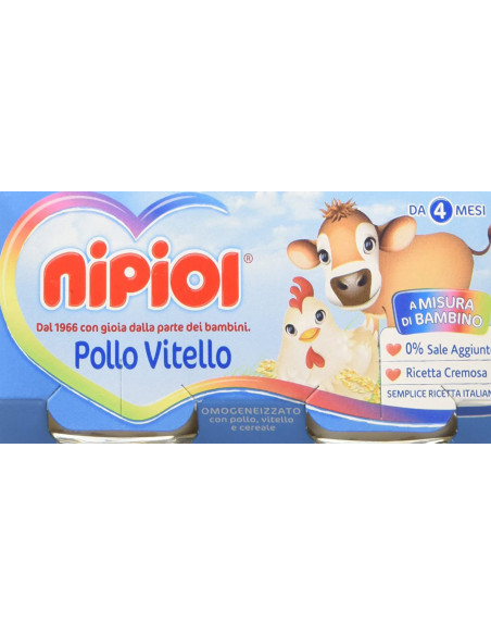 Nipiol omogeneizzato vitello e pollo 4vasettix80g