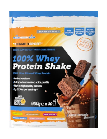 Named sport 100% whey protein shake choco brown integratore proteico 900gx30
