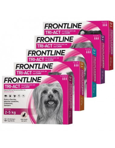 Frontline tri-act 3 pipette cani da 5-10kg antiparassitario
