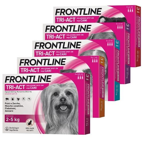 Frontline tri-act 3 pipette cani da 5- antiparassitario