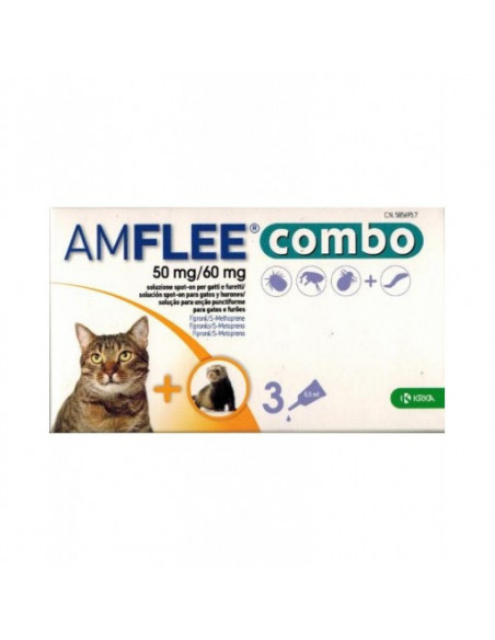 Amflee combo 3 pipette 50mg/60mg antiparassitario per gatti e furetti