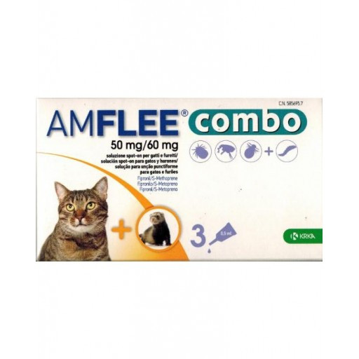 Amflee combo 3 pipette 50mg/60mg antiparassitario per gatti e furetti