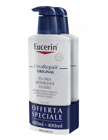 Eucerin urearepair fluido detergente 5% urea 400ml+400ml bipacco