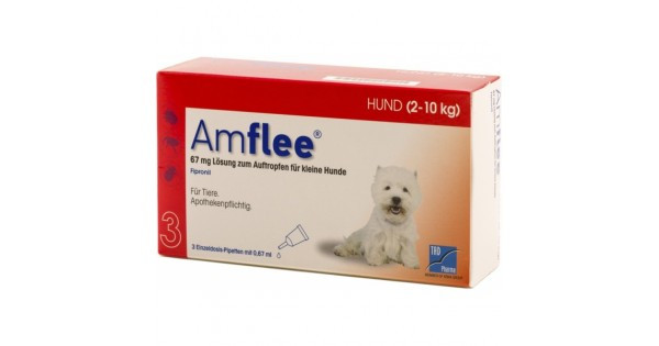 Amflee 0,67ml 67mg Spot-On Soluzione Antiparassitaria Per Cani Da 2 A 10kg 3 Pipette
