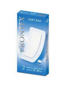 Garza compressa prontex soft pad autoadesiva 10x20cm 2 pezzi