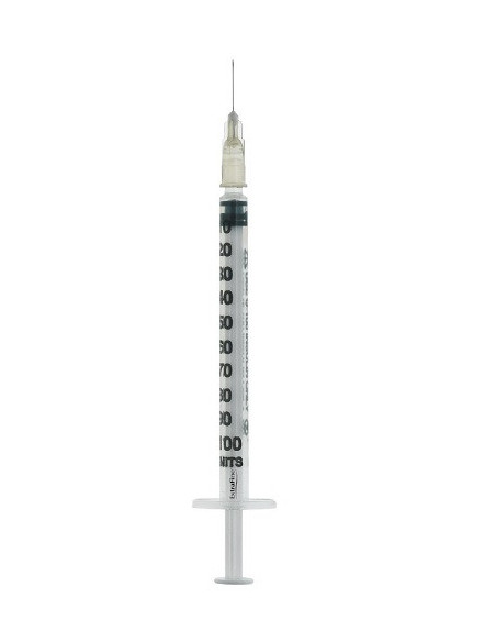 Siringa per insulina extrafine 1ml 100 ui ago removibile 27 gauge 0,40x12 mm 1 pezzo