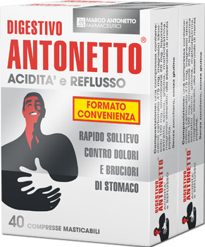 Image of Digestivo antonetto acidita' e reflusso 80 compresse masticabili 2 astucci da 40 compresse cod085