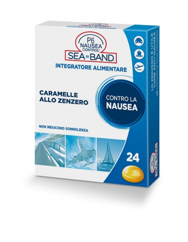 P6 nausea control sea band caramelle antinausea viaggio allo zenzero 24 pezzi