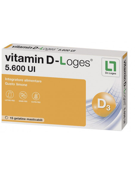 Vitamin d-loges 15 gelatine masticabili gusto limone